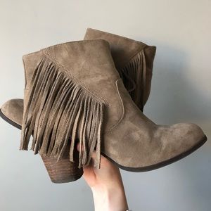 Madden Girl tassel fringe suede booties